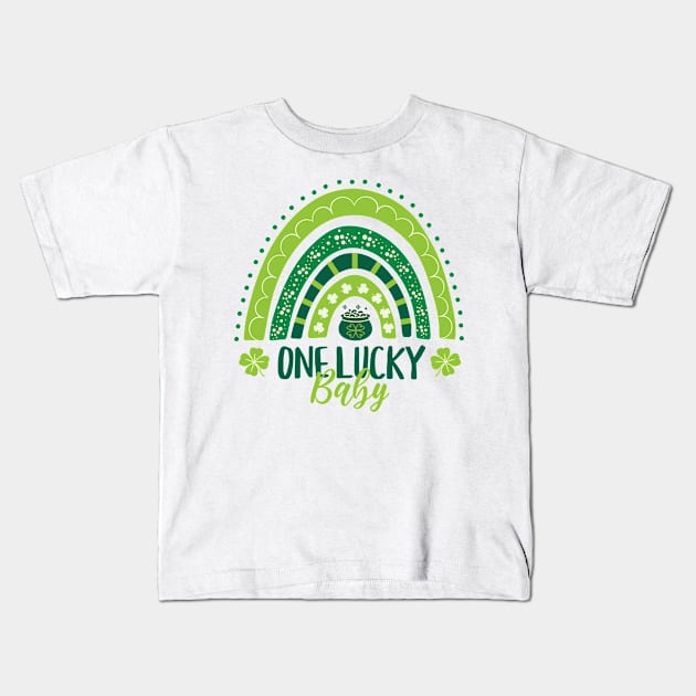 One Lucky Baby St Patricks Day Rainbow Kids T-Shirt by PUFFYP